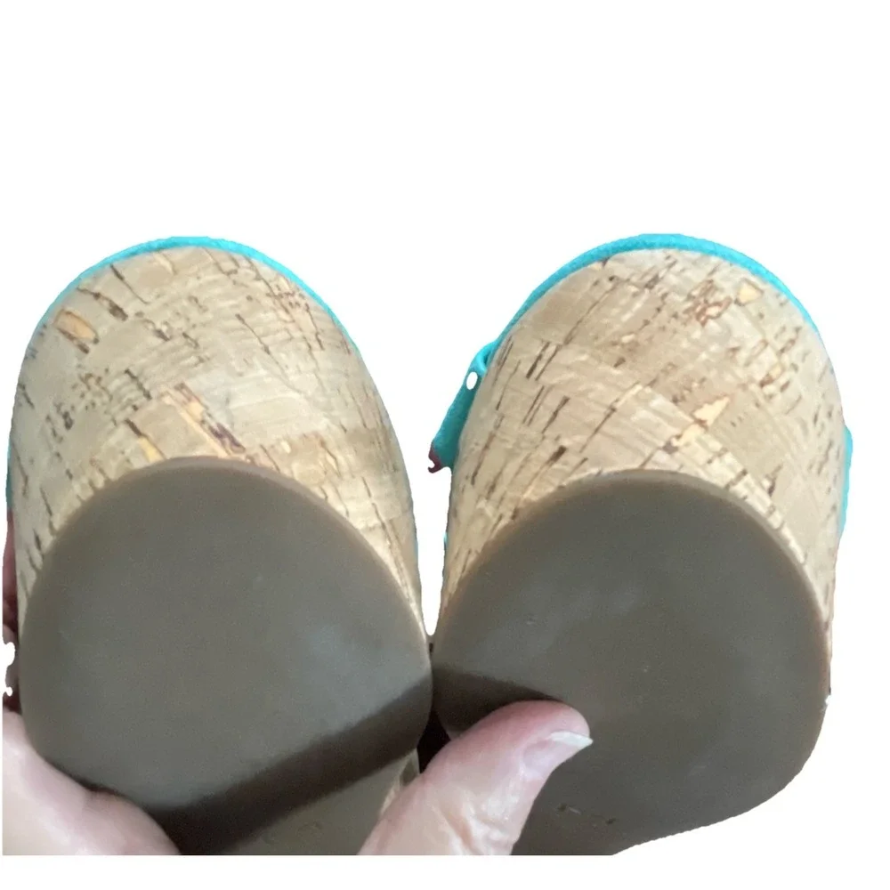 Marc Fisher LTD Cacie‎ Turquoise Suede Platform Sandal Buckle Women Sz 6.5 M Fun